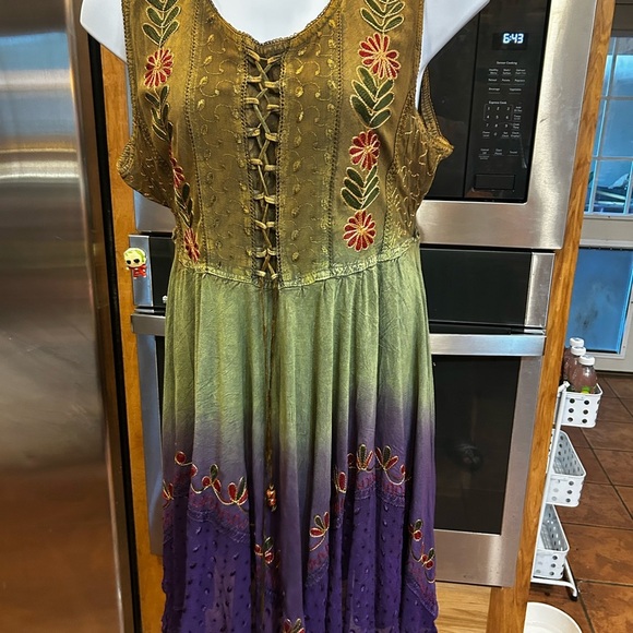 Bohemian Multicolor Lace-Up Dress - Picture 4 of 5